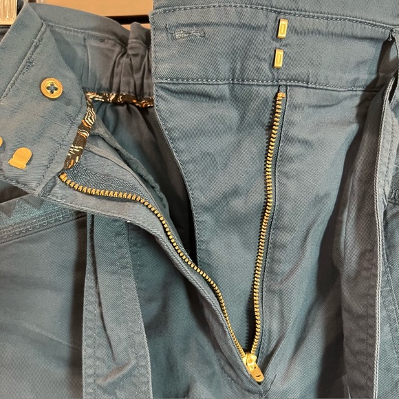 ANTHROPOLOGIE Ellie Belted Utility Pants Embroidered Blue Size 4 - Picture 11 of 16